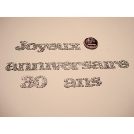 Joyeux anniversaire hauteur 3cm 1985 découpe en papier paillettes autocollant