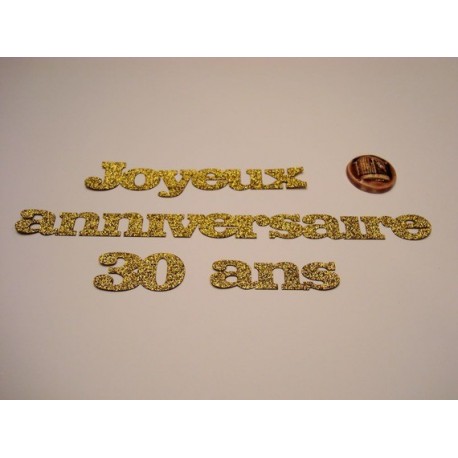 Joyeux anniversaire hauteur 3cm 1985 découpe en papier paillettes autocollant