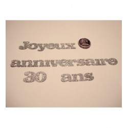 Joyeux anniversaire hauteur 4cm 1985 découpe en papier paillettes autocollant