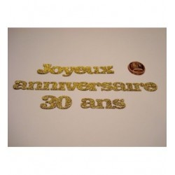 Joyeux anniversaire hauteur 4cm 1985 découpe en papier paillettes autocollant