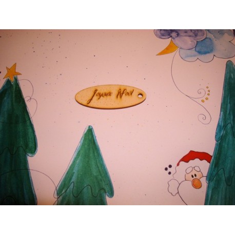 Etiquette Joyeux Noël 01556 embellissement en bois pour vos créations