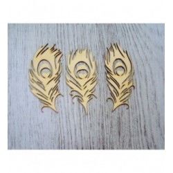 Lot de 3 plumes paon 1324 embellissement en bois pour vos créations