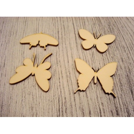 Lot de 4 papillons 1238 embellissement en bois pour vos créations