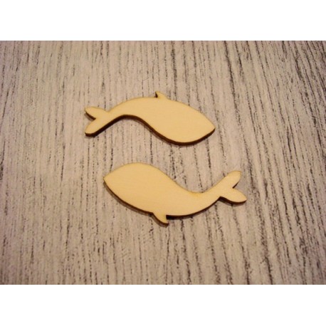 Lot de 2 poissons 1234 embellissement en bois pour vos créations