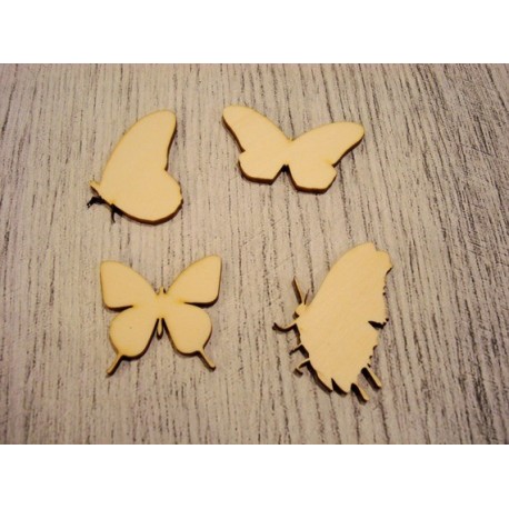 Lot de 4 papillons 1229 embellissement en bois pour vos créations