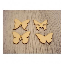 Lot de 4 papillons 1229 embellissement en bois pour vos créations