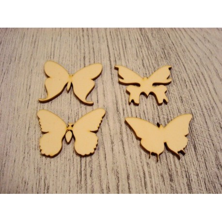 Lot de 4 papillons 1229 embellissement en bois pour vos créations