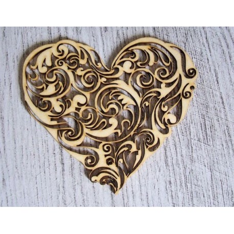 coeur ciselé 1162 embellissement en bois pour vos créations