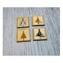 Lot de 4 Timbres de Noël 1051 une découpe en bois pour vos cartes